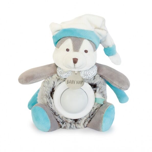  - les lumilunes - veilleuse chien husky bleu gris 15 cm 